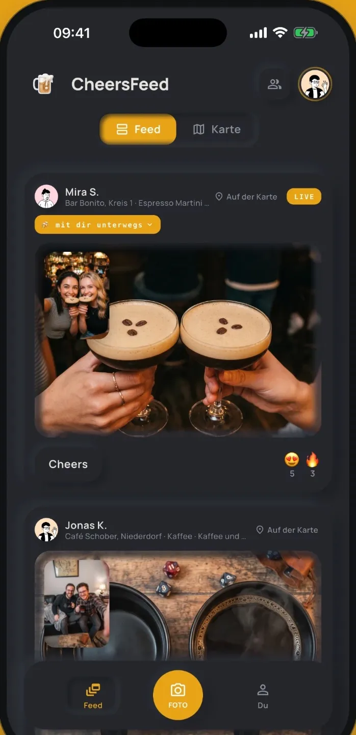 App screen: the feed with your friends’ moments